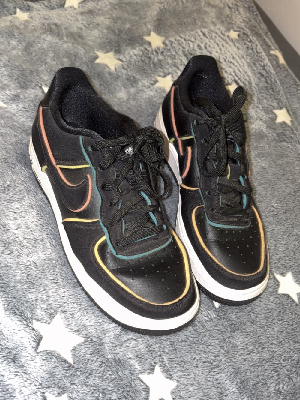 Nike Black Low-Top Air Force 1 with Multicolor Trim